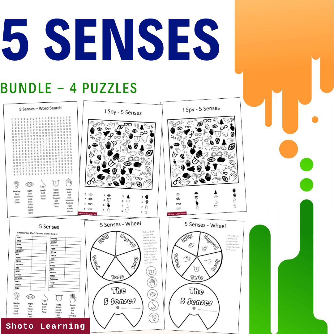 FIVE SENSES ワンブロー Explore the 5 Senses with Fun Crossword Puzzles for Kids